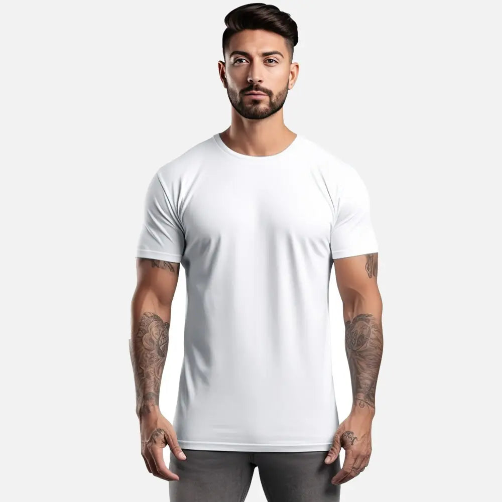 Mens Premium Quality Best Slim Fitted Crewneck T-Shirt White - Crimson Classics - 2
