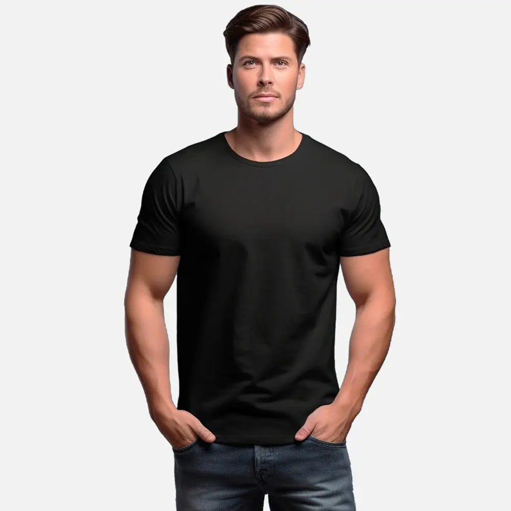 Mens Premium Quality Best Slim Fitted Crewneck All Black 3 Pack of Deep Tones Tees - Crimson Classics - 3