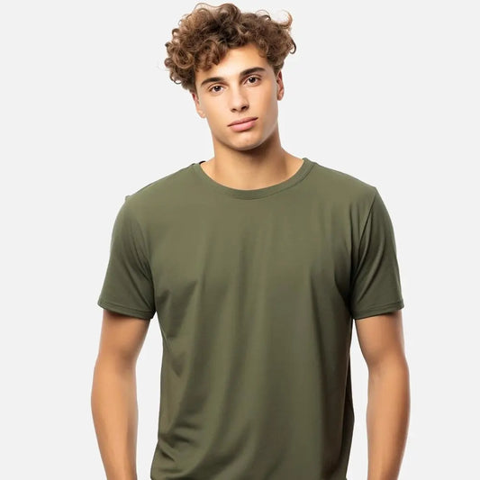 Mens Premium Quality Best Slim Fitted Crewneck T-Shirt Green - Crimson Classics - 2